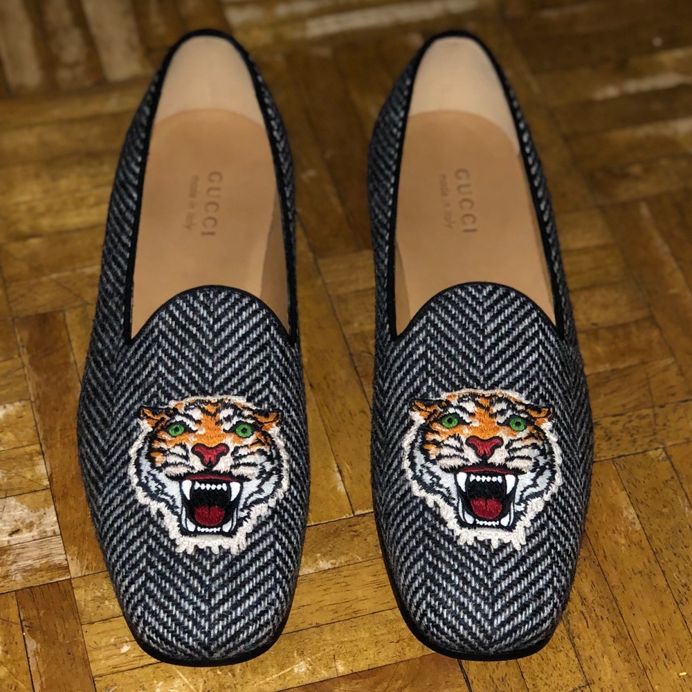 Gucci Herringbone Tiger Head Men's Loafer